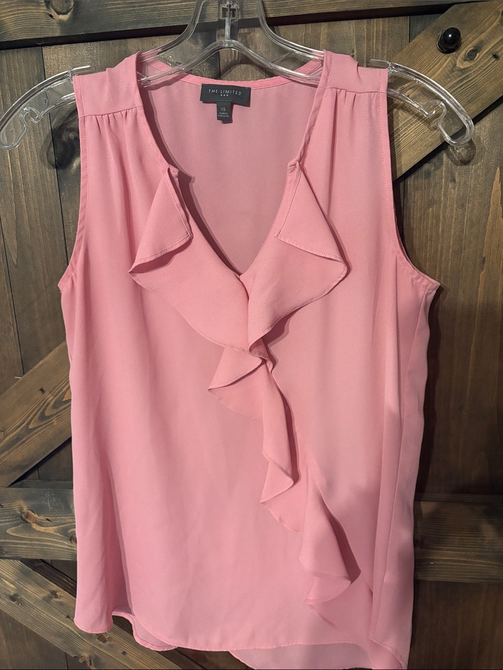 The Limited Dusty Pink Ruffle V-Neck Sleeveless Camisole
